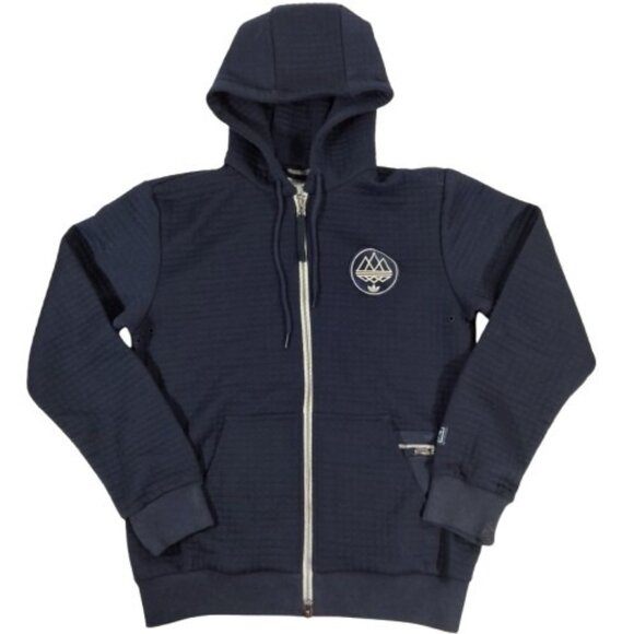 Adidas Originals Navy Spezial Waffle Zip Up Hoodie Sz S Finnington Mountain Logo - Picture 1 of 13